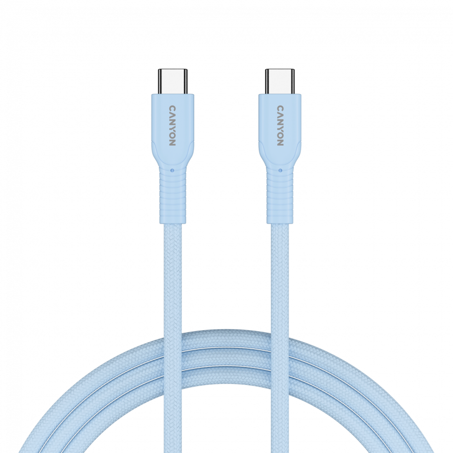 Canyon Cable On Wire 60CL C-C 60W Color Braided 1m - Light Blue - Light Blue - Cables USB