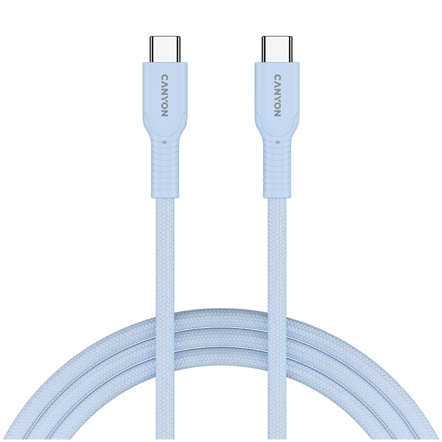 Canyon Cable On Wire 60CL C-C 60W Color Braided 1m - Light Blue - Light Blue - Cables USB
