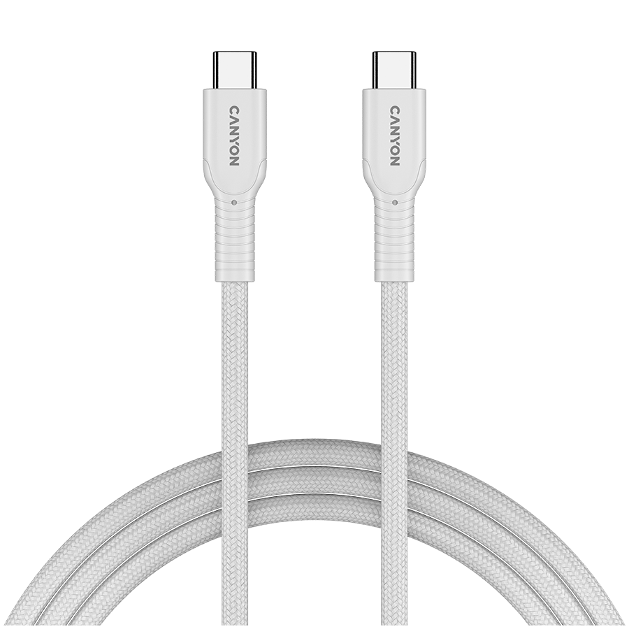 Canyon Cable On Wire 60CL C-C 60W Color Braided 1m - White - White - Cables USB