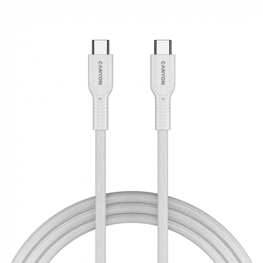 Canyon Cable On Wire 60CL C-C 60W Color Braided 1m - White - White - Cables USB