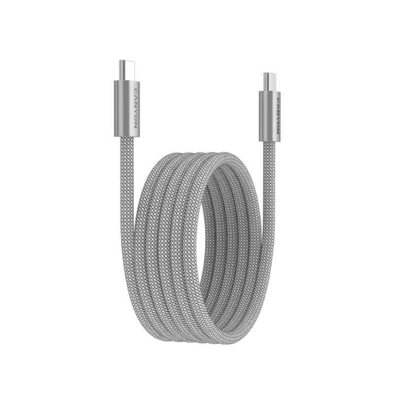 Canyon Cable OnWire 60MG Type-C to Type-C 60W Magnet Braided 1m - Light Grey - Grey