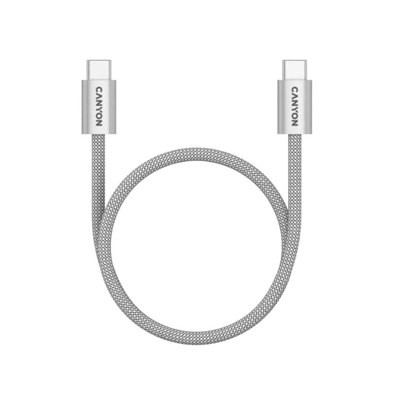 Canyon Cable OnWire 60MG Type-C to Type-C 60W Magnet Braided 1m - Light Grey - Grey
