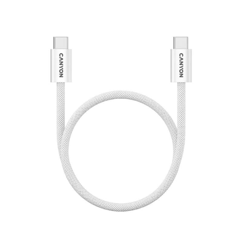 Canyon Cable OnWire 60MG Type-C to Type-C 60W Magnet Braided 1m - White - White