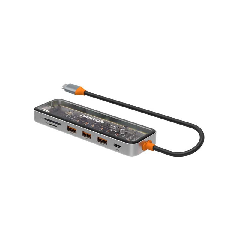 Canyon DS-13 Hub 7-in-1 4k USB C - Transparent / Space Grey - Clear