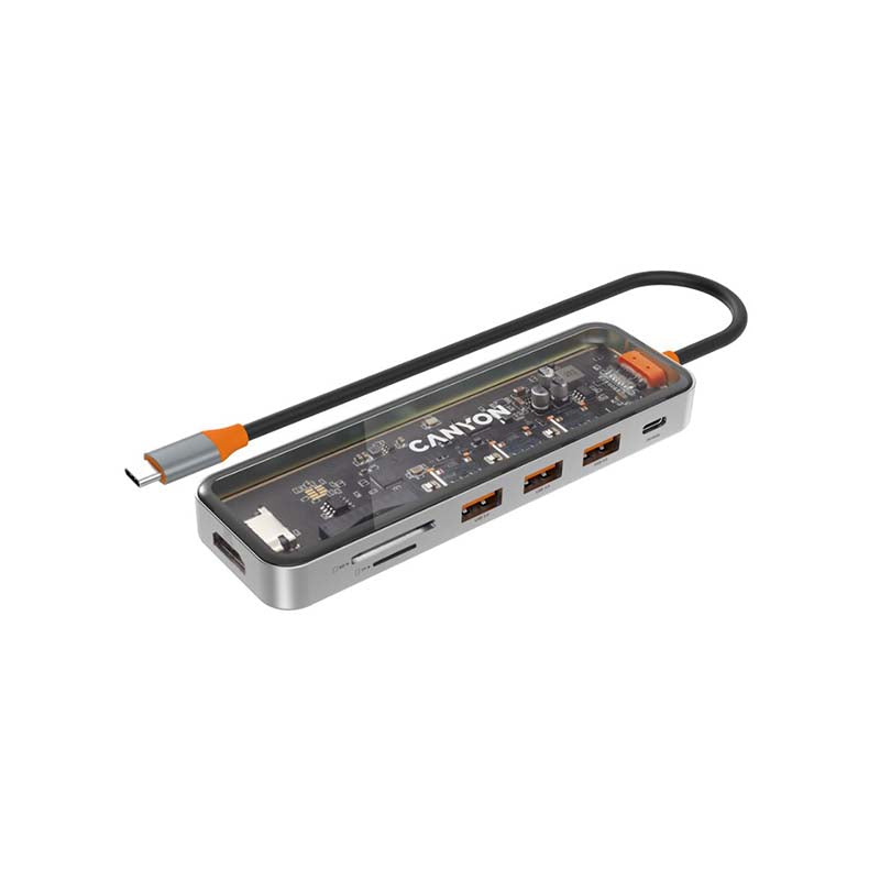 Canyon DS-13 Hub 7-in-1 4k USB C - Transparent / Space Grey - Clear