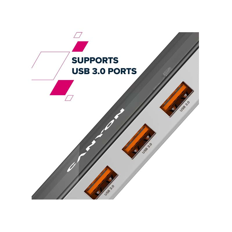 Canyon DS-13 Hub 7-in-1 4k USB C - Transparent / Space Grey - Clear