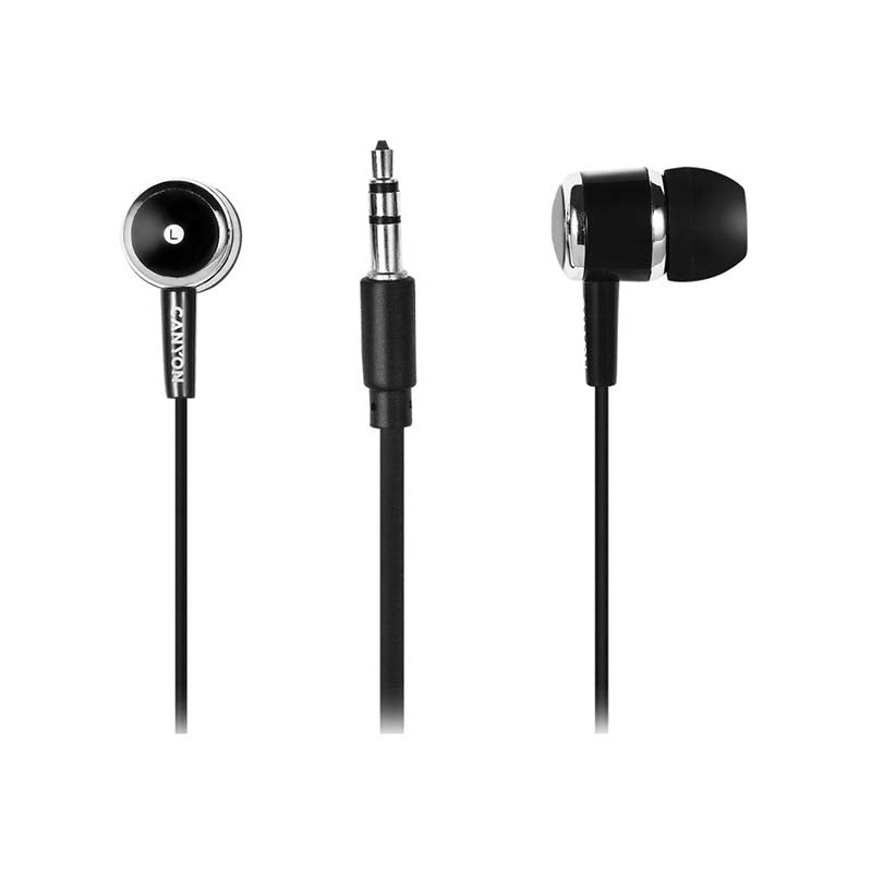 Canyon EPM-01 Wired Earbuds with Mic 1.2m - Black - Black