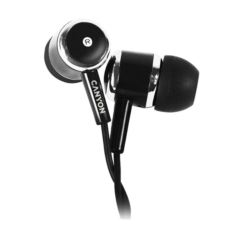 Canyon EPM-01 Wired Earbuds with Mic 1.2m - Black - Black