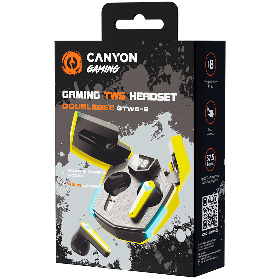 CANYON headset Doublebee GTWS-2 Gaming Yellow - Yellow