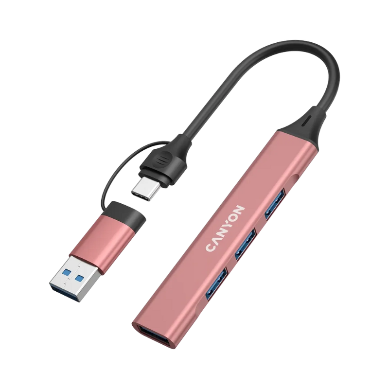 Canyon Hub DS-02 4in1 USB-A/C - Pink - Pink