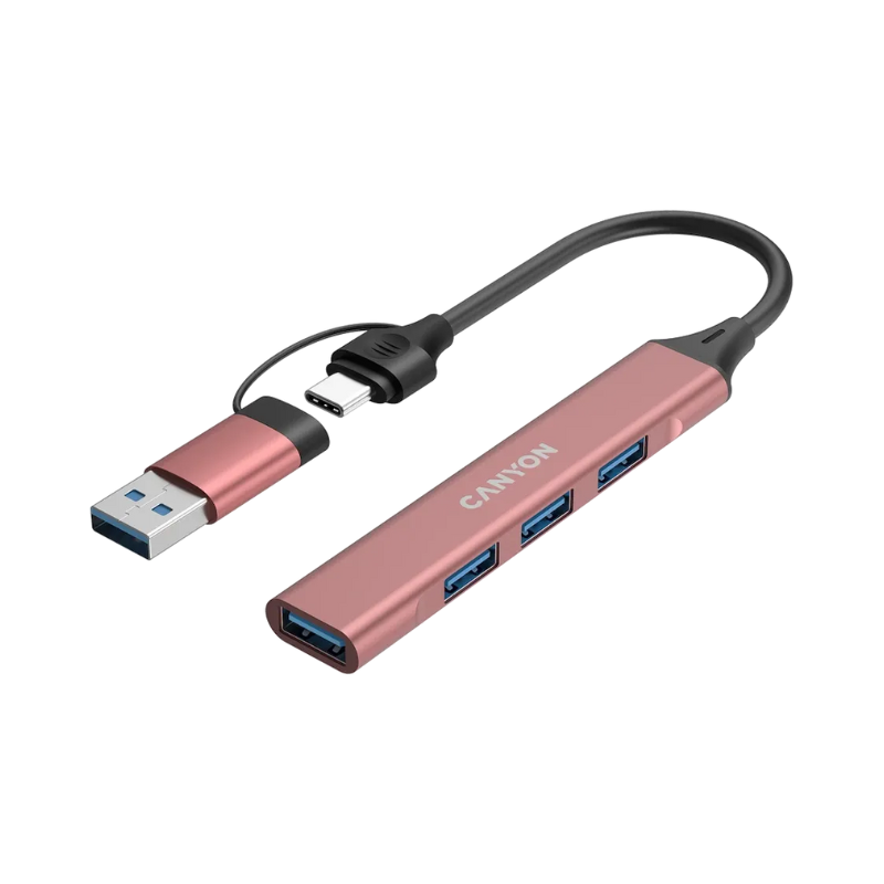 Canyon Hub DS-02 4in1 USB-A/C - Pink - Pink