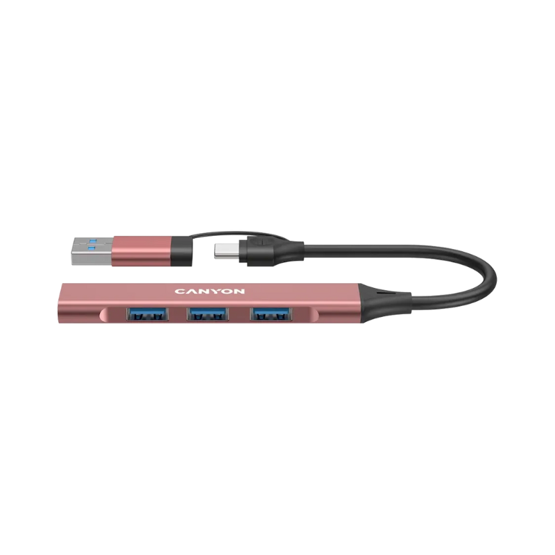Canyon Hub DS-02 4in1 USB-A/C - Pink - Pink