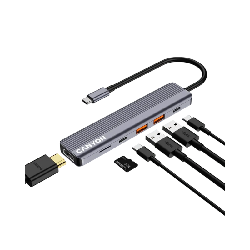 Canyon Hub DS-17 6in1 4k USB-C - Grey - Grey