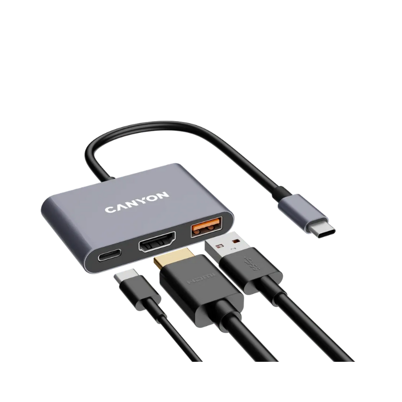 Canyon Hub DS-4 3in1 USB-C - Grey - Grey
