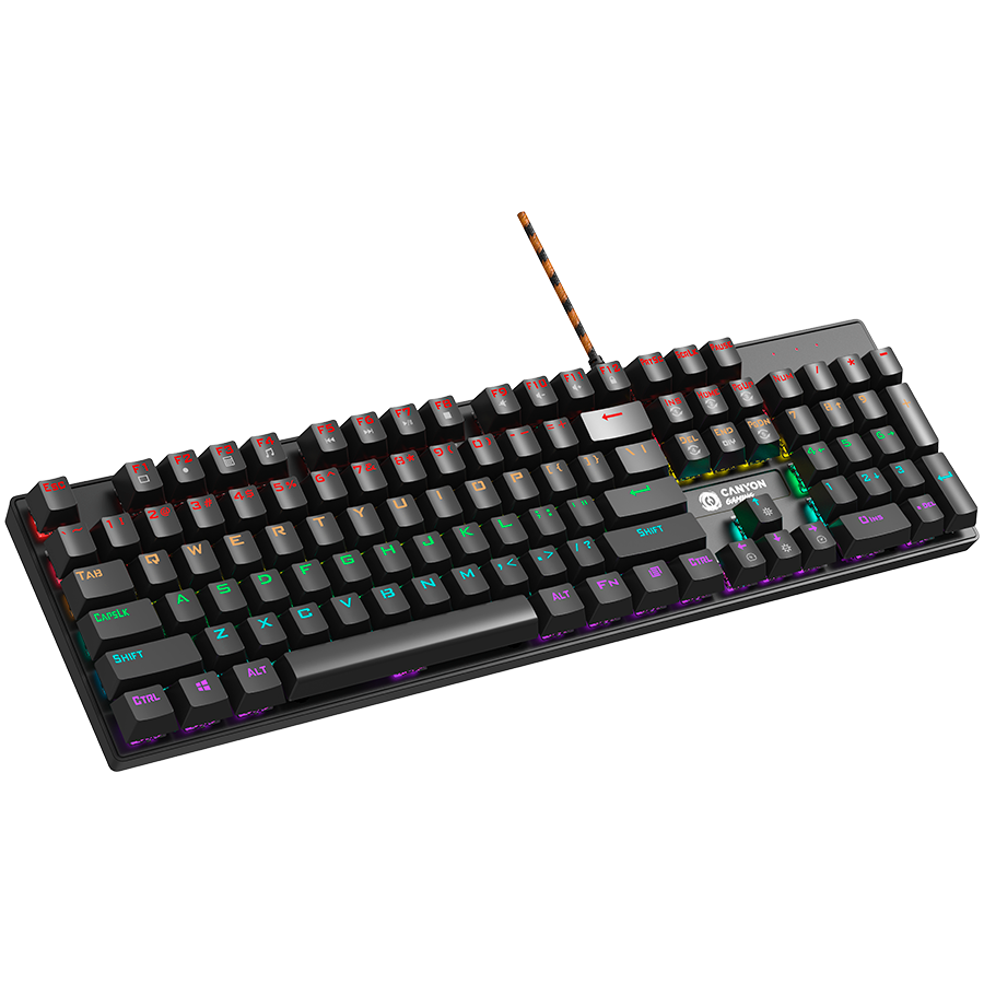 CANYON keyboard Deimos GK-4 Rainbow US Wired - Black - Black - Gaming Keyboard