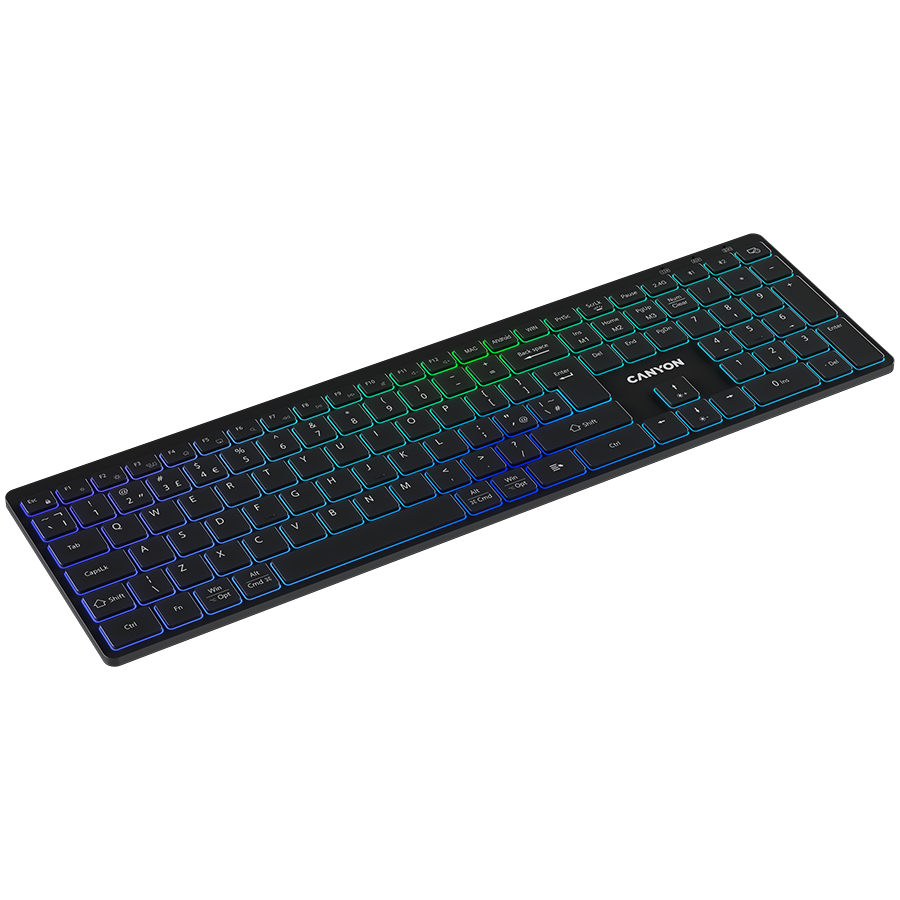CANYON keyboard HKB-W11 UK/US RGB Dual Mode Wireless Black - Black