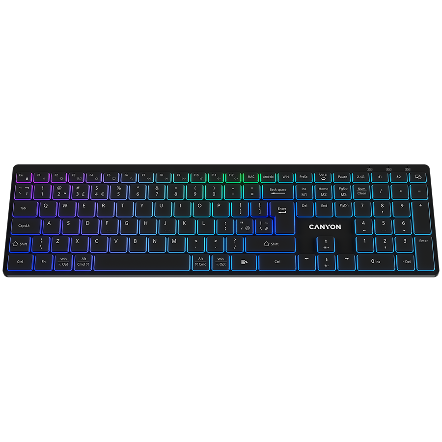 CANYON keyboard HKB-W11 UK/US RGB Dual Mode Wireless Black - Black