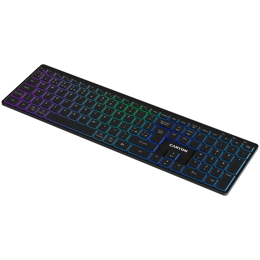 CANYON keyboard HKB-W11 UK/US RGB Dual Mode Wireless Black - Black