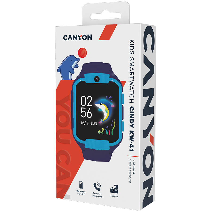 CANYON Kids Watch Cindy KW-41 4G Camera Music – Blue - Blue