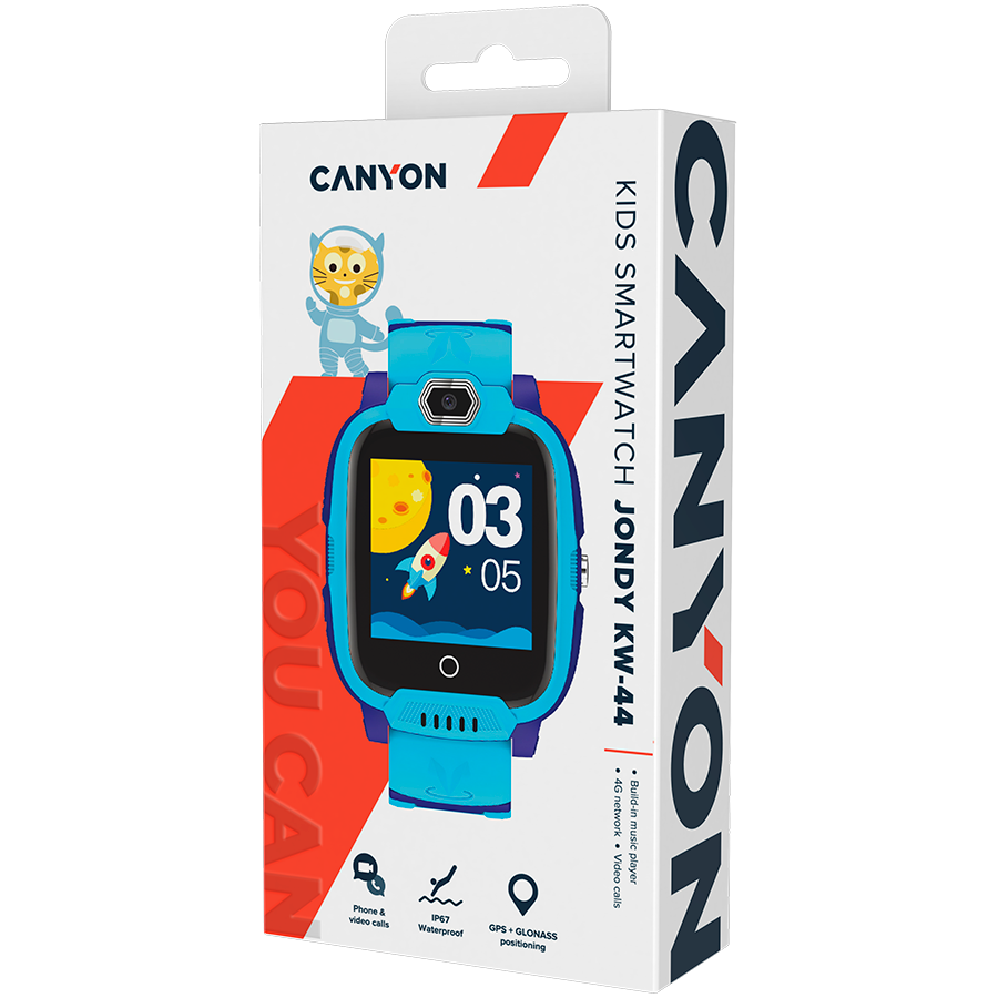 CANYON Kids Watch Jondy KW-44 4G Camera GPS Music Blue - Blue