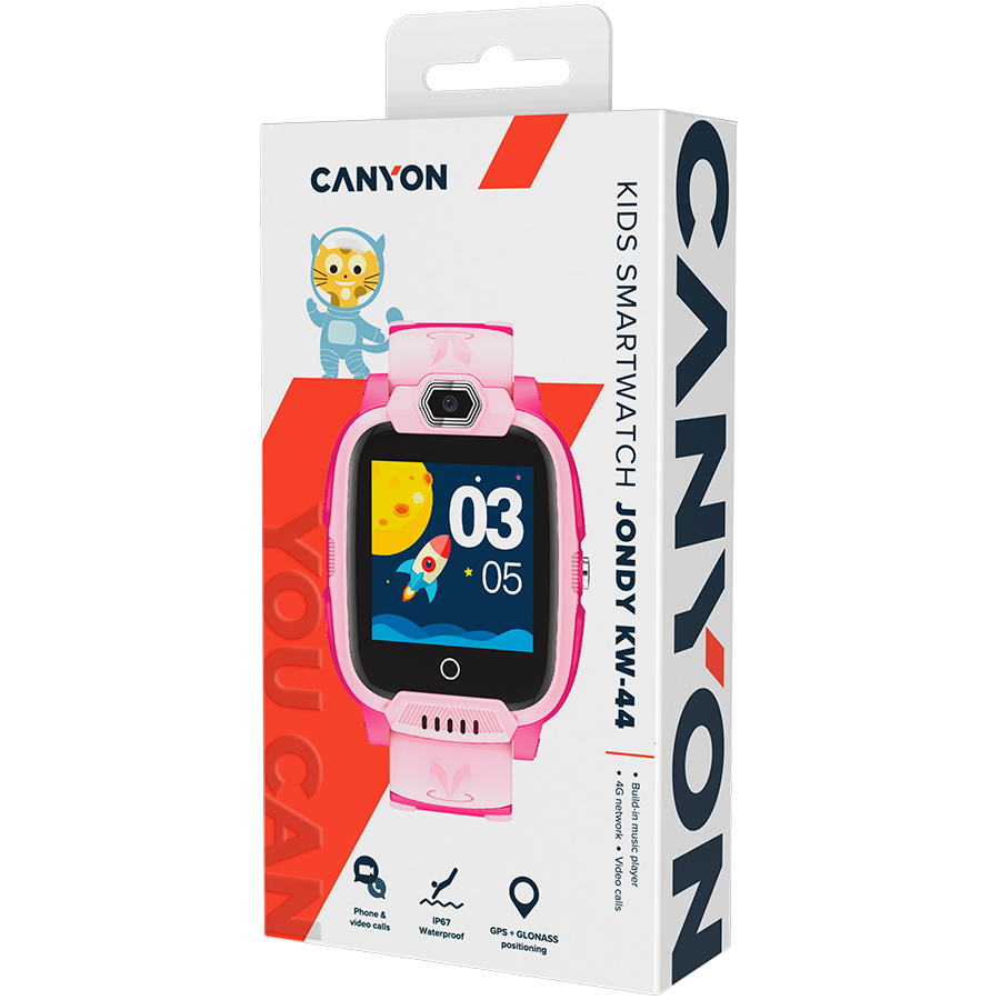 CANYON Kids Watch Jondy KW-44 4G Camera GPS Music Pink - Pink