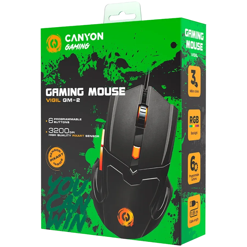 Canyon Mouse Vigil GM-2 RGB 6buttons Wired - Black - Black