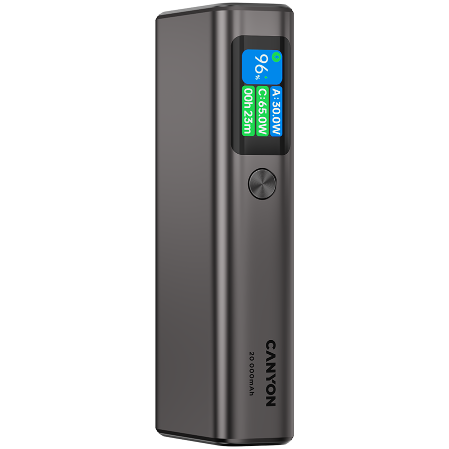 CANYON Power Bank OnPower 230 TFT 20000 mAh PD130W Dark Grey - Grey