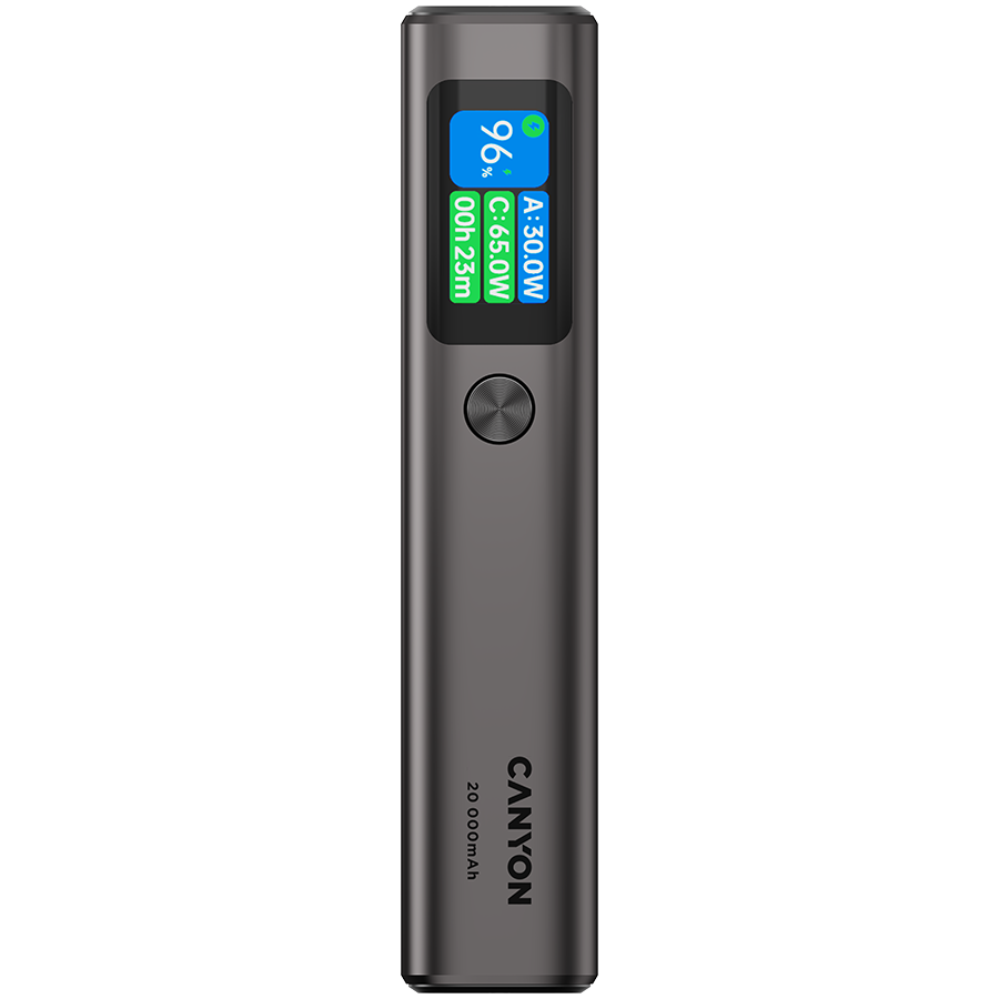 CANYON Power Bank OnPower 230 TFT 20000 mAh PD130W Dark Grey - Grey