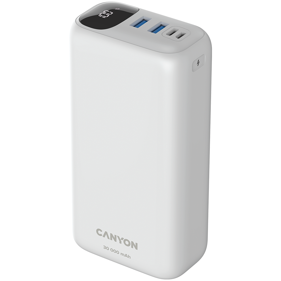 CANYON Power Bank PB-301 LED 30000 mAh PD 20W QC 3.0 White - White