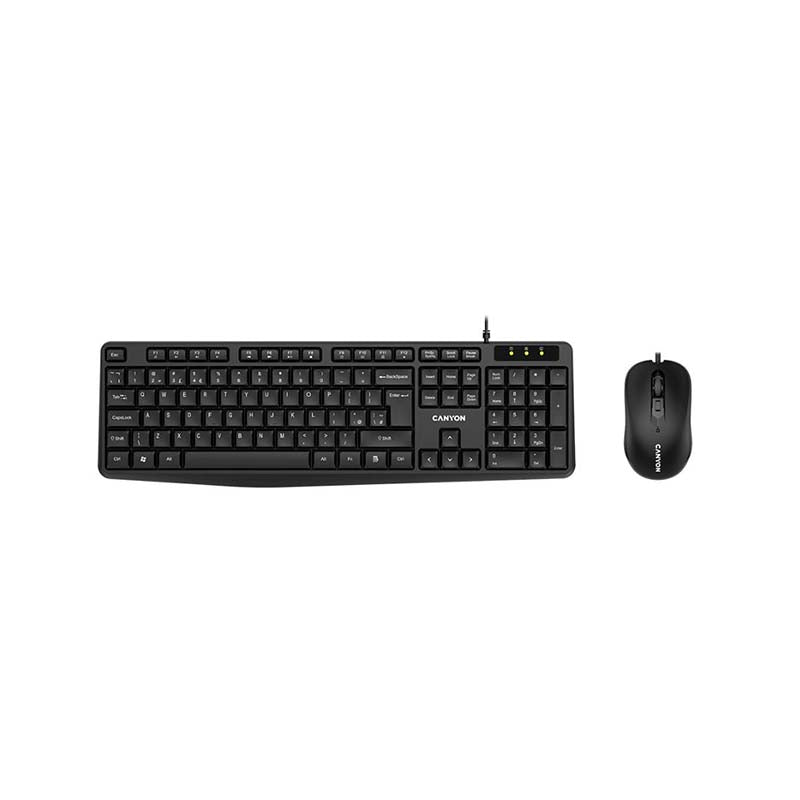 Canyon SET-1 UK/US Wired Keyboard & Mouse Combo - Black - Black