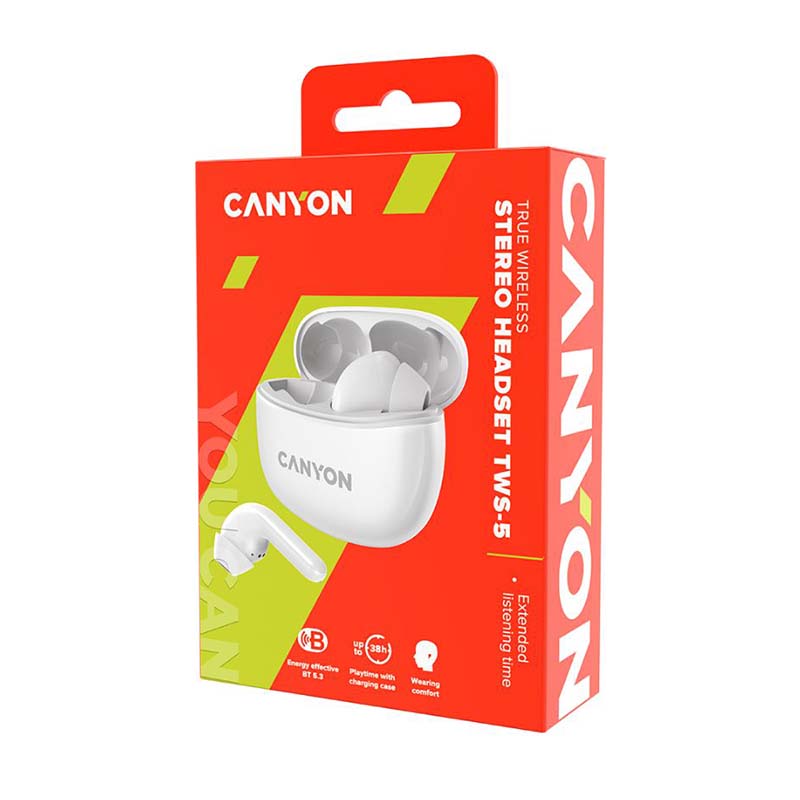 Canyon TWS-5 True Wireless Stereo Earbuds - White - White