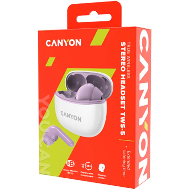 Canyon TWS-5 Wireless Bluetooth In-ear Headset - Purple