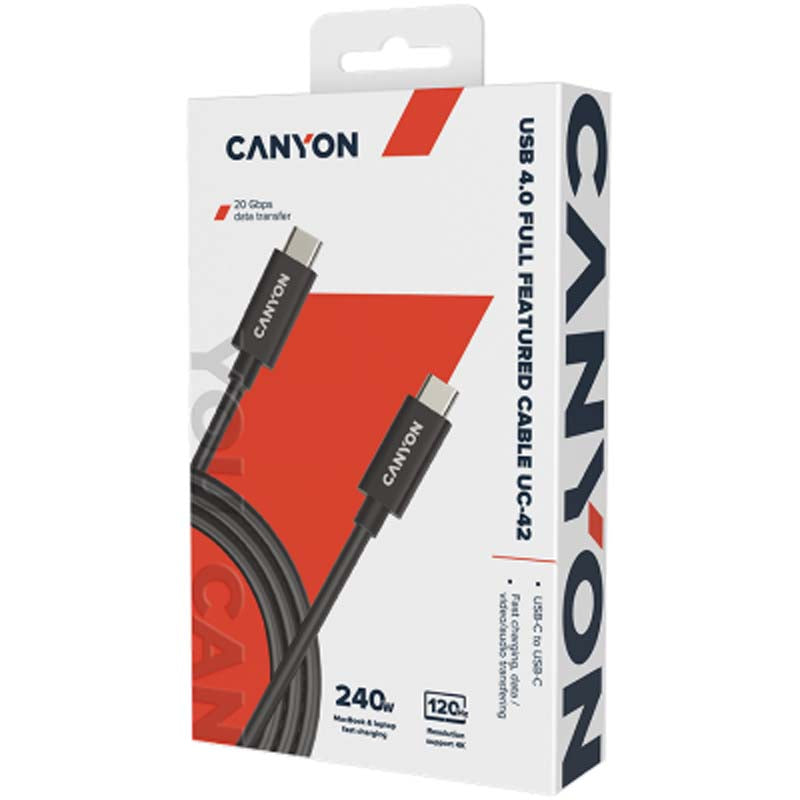 Canyon UC-42 USB-C to USB-C Cable 240W 20Gbps 4k 2M - Black