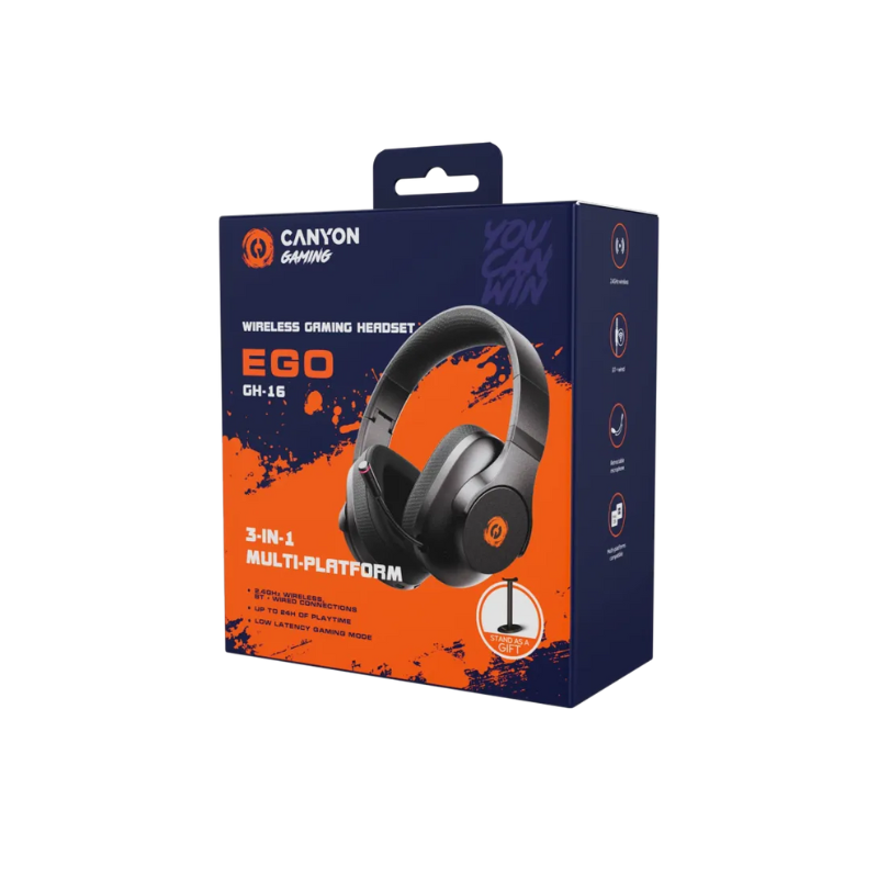 Canyon Wireless Gaming Headset 3in1 Bluetooth Ego GH-16 - Black - Black