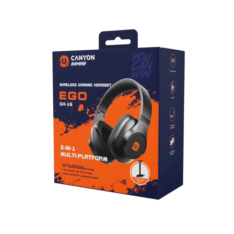Canyon Wireless Gaming Headset 3in1 Bluetooth Ego GH-16 - White - White