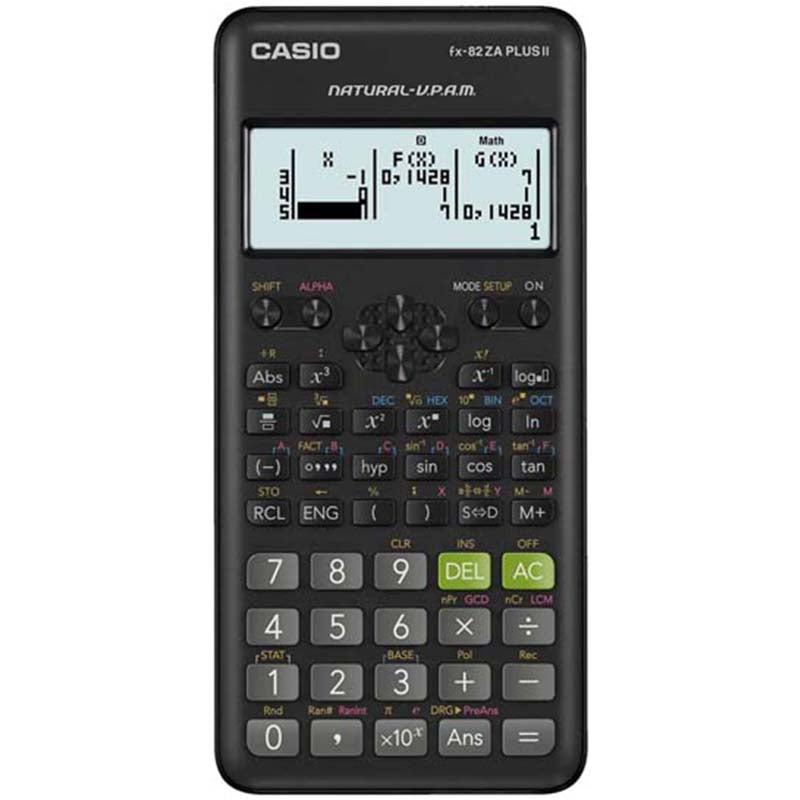 Casio FX-82ZA Plus II Scientific Calculator - Black - Black