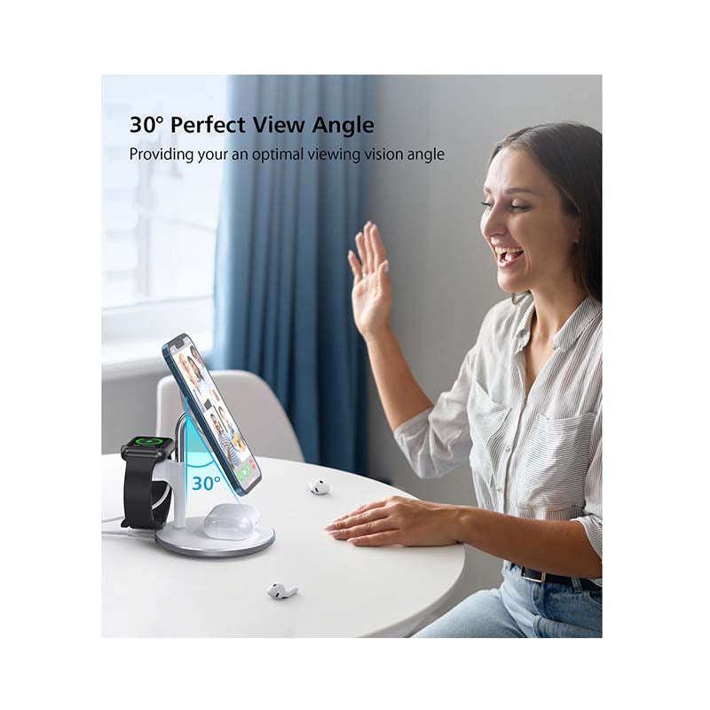 Choetech Fast Wireless 3 In 1 Charger 15W - White - White