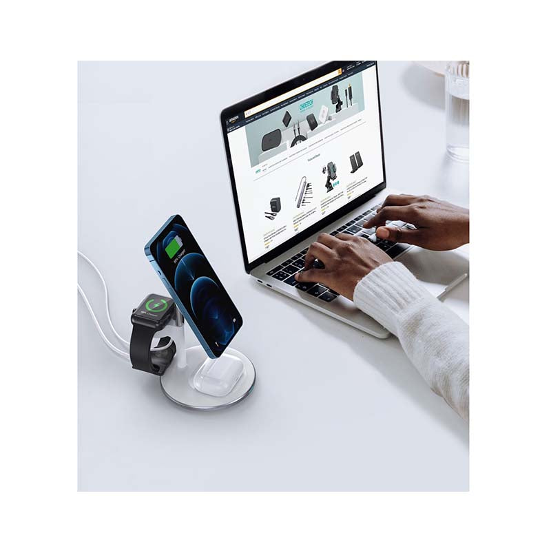 Choetech Fast Wireless 3 In 1 Charger 15W - White - White
