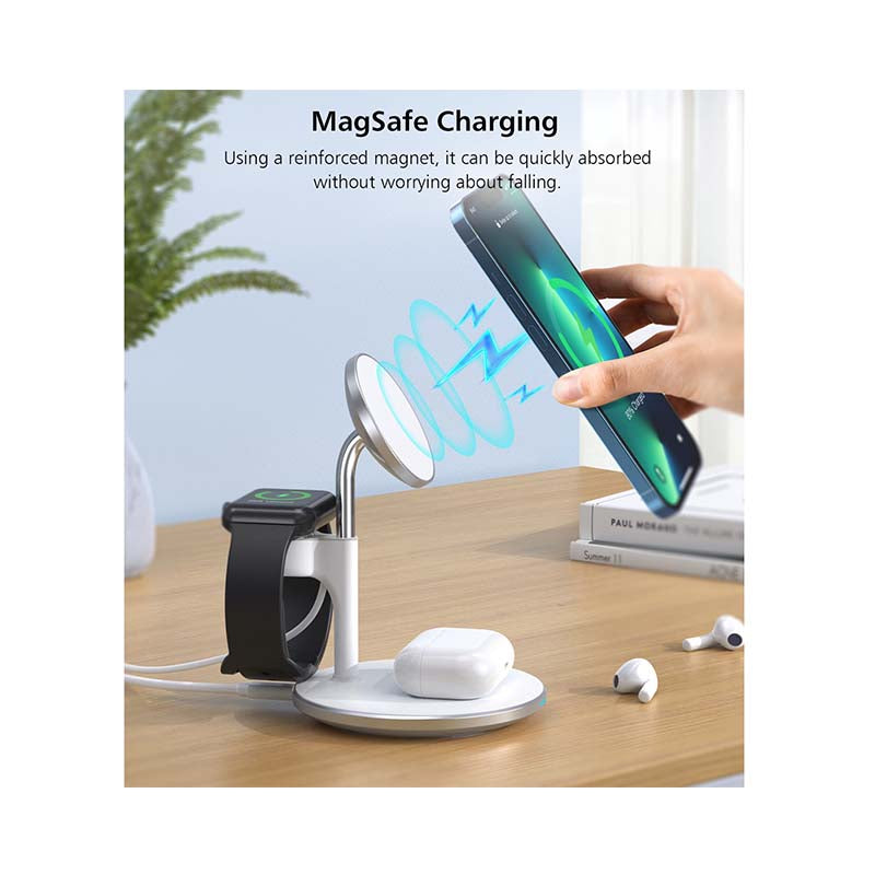 Choetech Fast Wireless 3 In 1 Charger 15W - White - White
