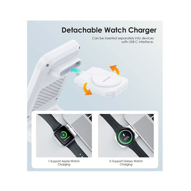 Choetech Fast Wireless 4 In 1 Magnetic Charging Stand T608-F 15W - White - White