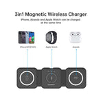 Choetech Foldable 3-in-1 Magnetic Wireless Travel Charger - Black - Black