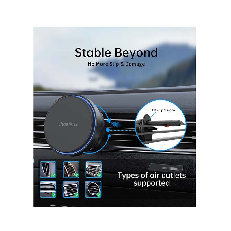 Choetech Magnetic Wireless Car Charger T205-F 15W - Black - Black