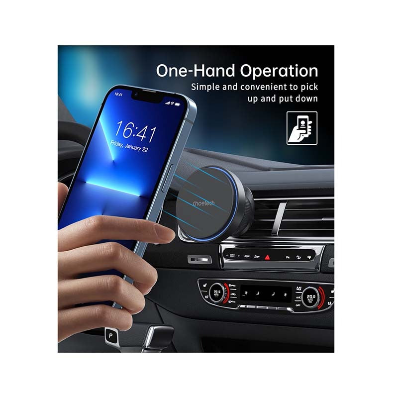 Choetech Magnetic Wireless Car Charger T205-F 15W - Black - Black