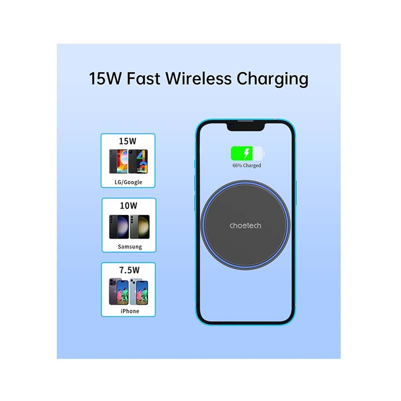 Choetech Magnetic Wireless Car Charger T205-F 15W - Black - Black