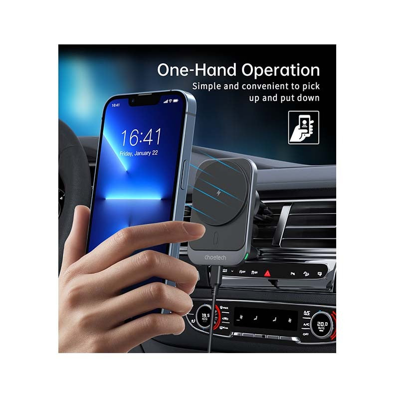 Choetech Magnetic Wireless Car Charger T206-F 15W - Black - Black
