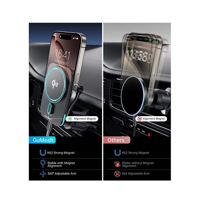 Choetech Magnetic Wireless Car Charger T231-F 15W - Black - Black