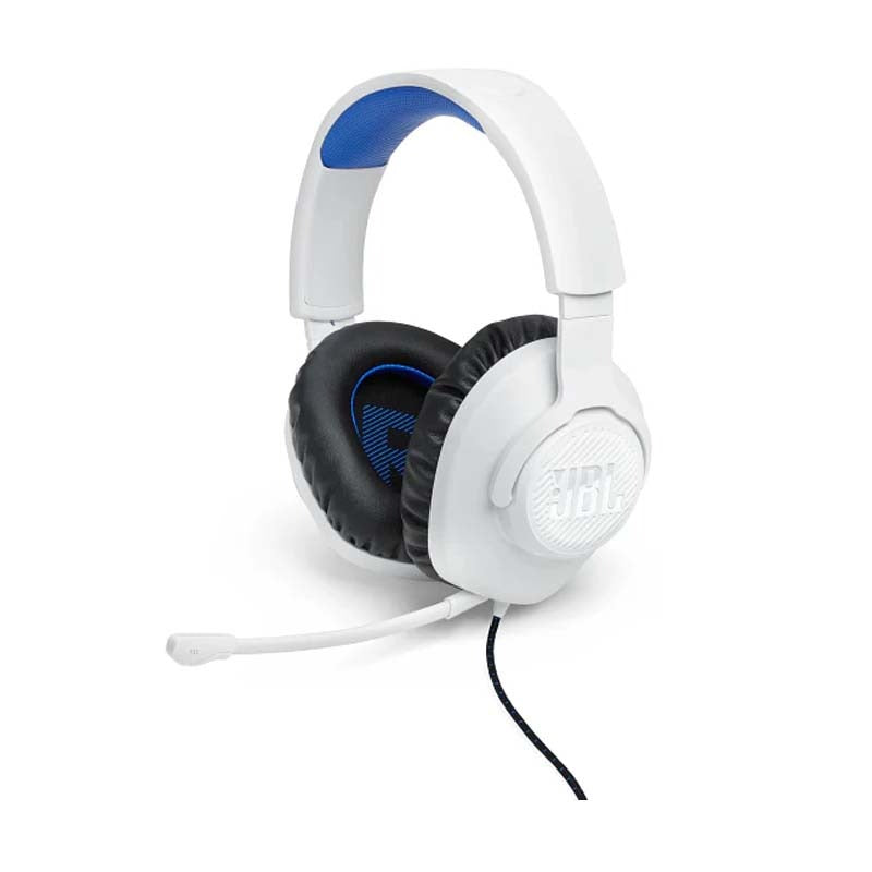 JBL Quantum 100P Console Wired Over Ear Gaming Headphones - White / Blue