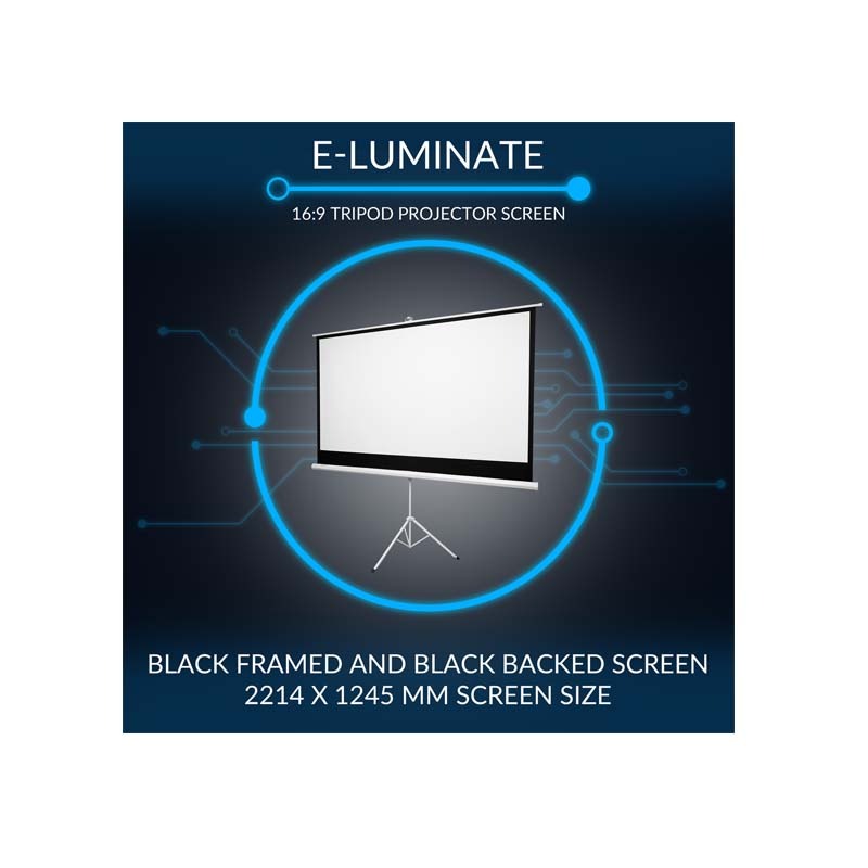 Connex 100 Inch E-Luminate Tripod Screen Projector - White