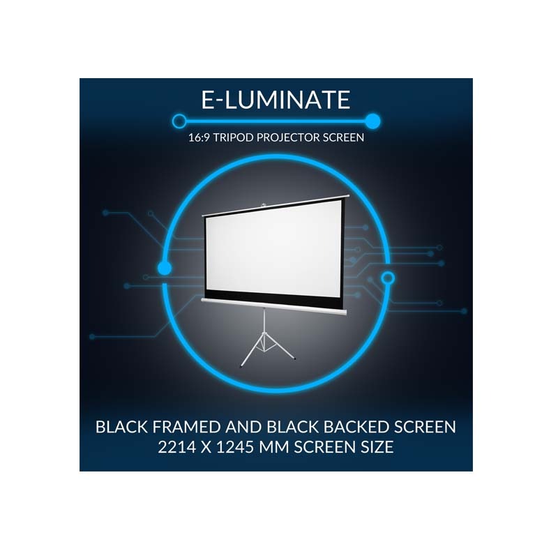 Connex 100 Inch E-Luminate Tripod Screen Projector - White