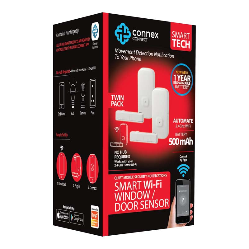 Connex Connect Smart WiFi Door Window Sensor Recharge - Twin Pack